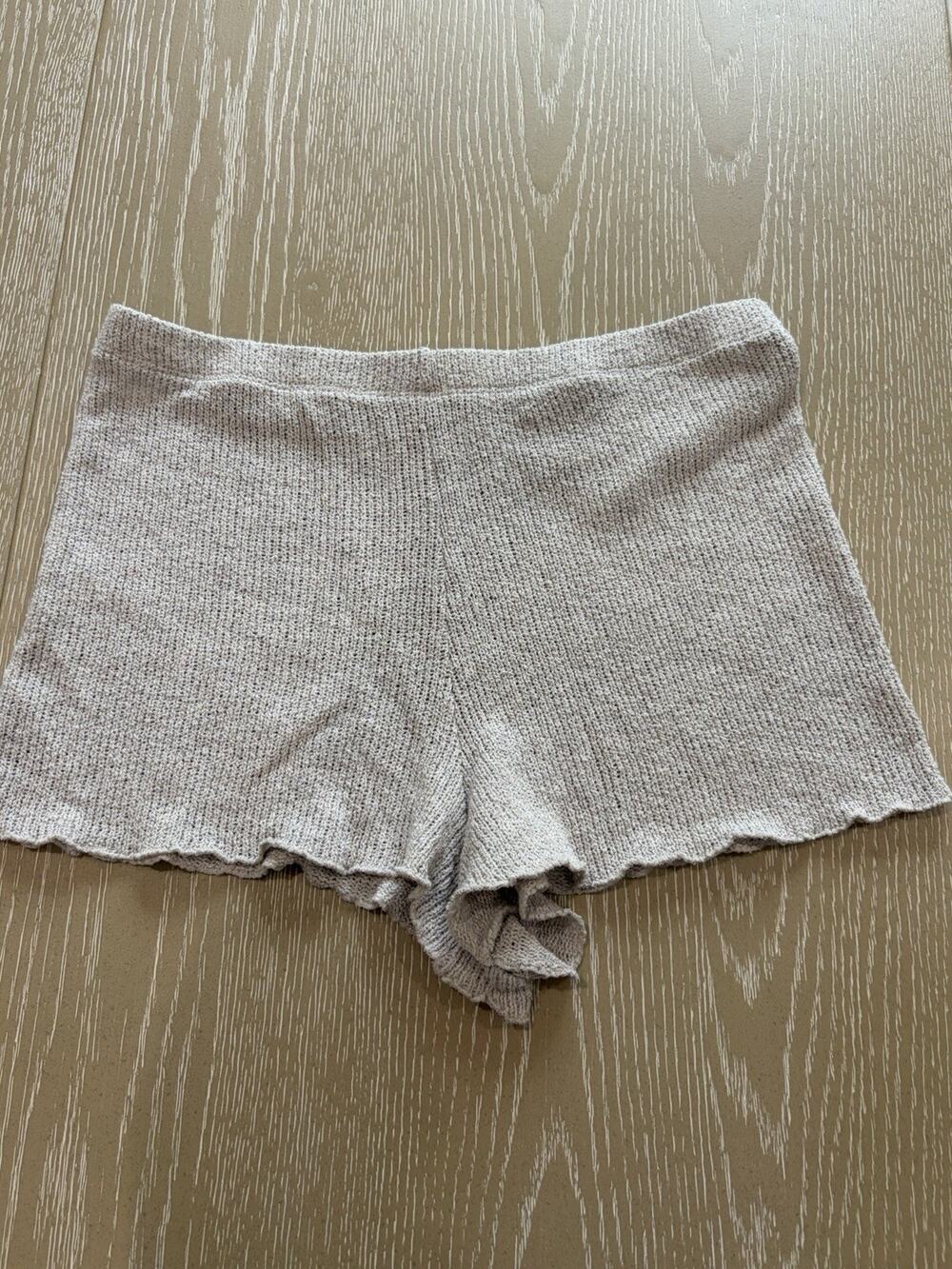 Zara Knit Shorts Grey Lounge Pull On Textured Size S Summer